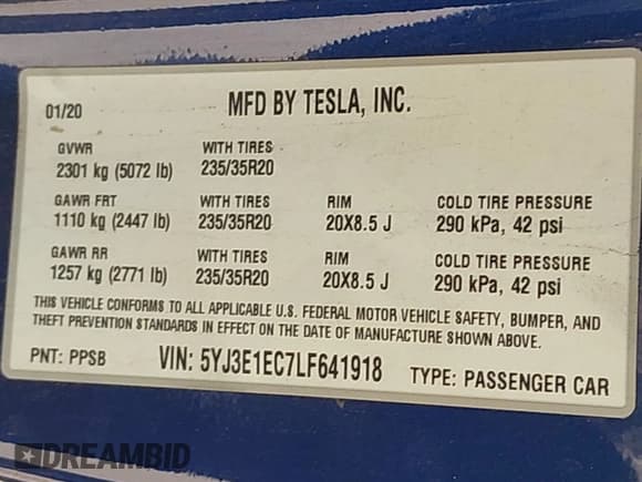 ✅ 2020 Tesla Model 3 Performance • VIN: 5YJ3E1EC7LF641918 • Lot: 41984261. Wystawiony na IAAI z przebiegiem 50 202 mil. Bezpłatny archiwum sprzedaży aukcyjnych z USA i szczegółowy raport historii pojazdu na DreamBid. Zdjęcie 9.