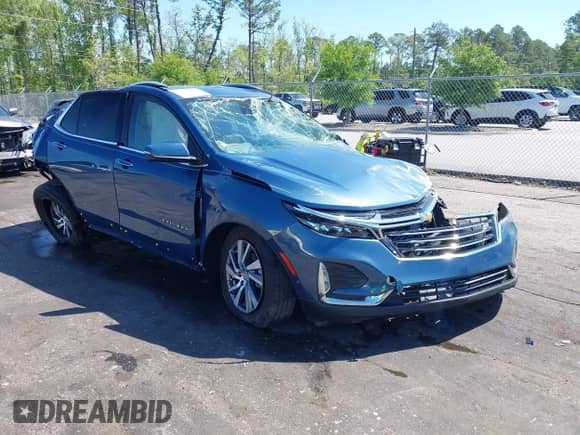 2024 Chevrolet Equinox Premier with VIN 3GNAXNEGXRL340850, listed as a IAAI auction lot 42049045 with 13,969 mi miles and . Bid and sale history available at DreamBid. Image 1.