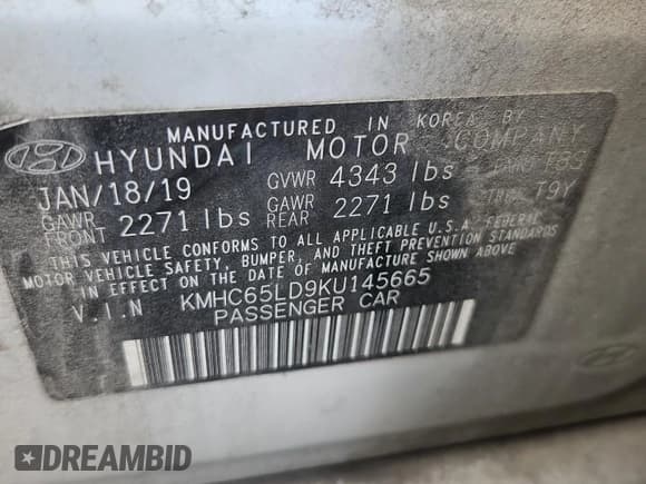 ✅ 2019 Hyundai Ioniq • VIN: KMHC65LD9KU145665 • Lot: 63315745. Wystawiony na Copart z przebiegiem 150 053 mil. Bezpłatny archiwum sprzedaży aukcyjnych z USA i szczegółowy raport historii pojazdu na DreamBid. Zdjęcie 12.