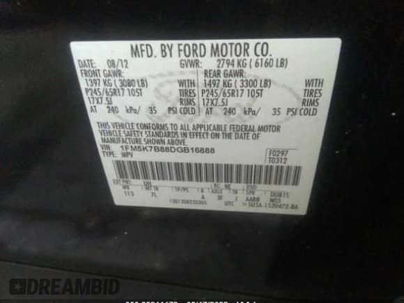 ✅ 2013 Ford Explorer • VIN: 1FM5K7B88DGB16888 • Lot: 33211172. Listed on IAAI with Not provided. Free auction sales archive from the USA and detailed vehicle history report at DreamBid. Image 9.