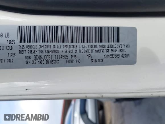 ✅ 2020 Jeep Compass Limited • VIN: 3C4NJCCB1LT114565 • Lot: 42516295. Listed on IAAI with 136,533 mi. Free auction sales archive from the USA and detailed vehicle history report at DreamBid. Image 9.