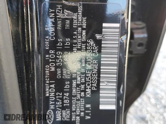 ✅ 2012 Hyundai Accent SE • VIN: KMHCU5AE1CU053856 • Лот: 60115334. Опубликован ранее на Copart с пробегом 48 753 миль. Бесплатный доступ к архиву аукционных продаж из США и подробный отчёт об истории автомобиля на DreamBid. Изображение 12.