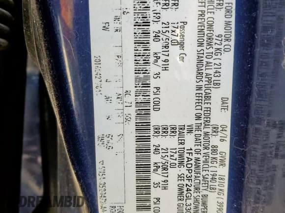 ✅ 2016 Ford Focus SE • VIN: 1FADP3F24GL330102 • Lot: 90486525. Listed on Copart with 110,398 mi. Free auction sales archive from the USA and detailed vehicle history report at DreamBid. Image 12.