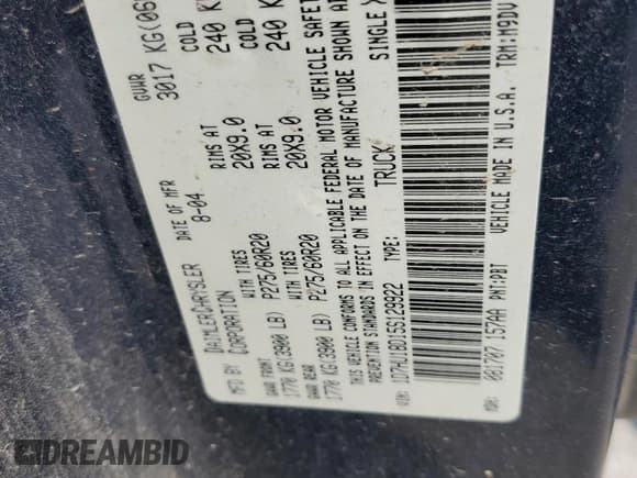 ✅ 2005 Dodge 1500 SLT • VIN: 1D7HU18D15S129922 • Лот: 62532974. Опубликован ранее на Copart с пробегом 242 263 миль. Бесплатный доступ к архиву аукционных продаж из США и подробный отчёт об истории автомобиля на DreamBid. Изображение 12.