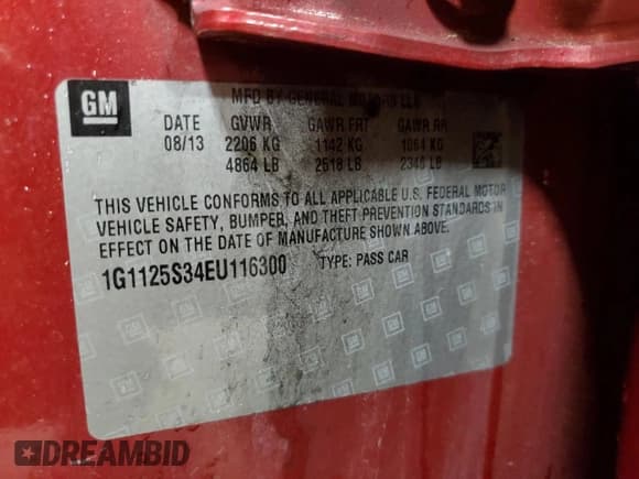 ✅ 2014 Chevrolet Impala LT • VIN: 1G1125S34EU116300 • Лот: 63559484. Опубликован ранее на Copart с пробегом 180 745 миль. Бесплатный доступ к архиву аукционных продаж из США и подробный отчёт об истории автомобиля на DreamBid. Изображение 14.