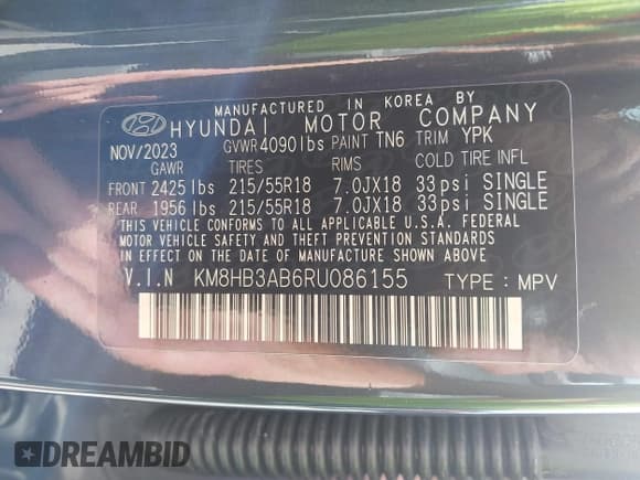 ✅ 2024 Hyundai Kona SEL • VIN: KM8HB3AB6RU086155 • Лот: 43445025. Опубликован ранее на IAAI с пробегом 20 161 миль. Бесплатный доступ к архиву аукционных продаж из США и подробный отчёт об истории автомобиля на DreamBid. Изображение 9.