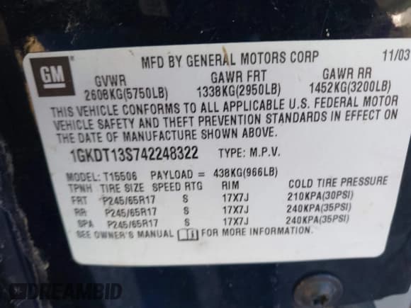 ✅ 2004 GMC Envoy SLE • VIN: 1GKDT13S742248322 • Lot: 41275622. Wystawiony na IAAI z przebiegiem 84 784 mil. Bezpłatny archiwum sprzedaży aukcyjnych z USA i szczegółowy raport historii pojazdu na DreamBid. Zdjęcie 9.
