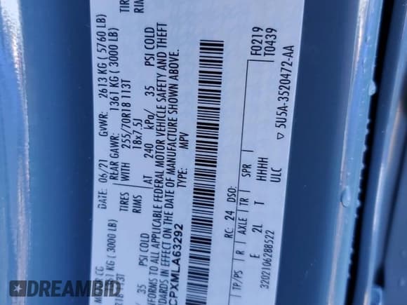 ✅ 2021 Ford Bronco • VIN: 1FMDE5CPXMLA63292 • Lot: 45659265. Wystawiony na Copart z przebiegiem 13 958 mil. Bezpłatny archiwum sprzedaży aukcyjnych z USA i szczegółowy raport historii pojazdu na DreamBid. Zdjęcie 13.