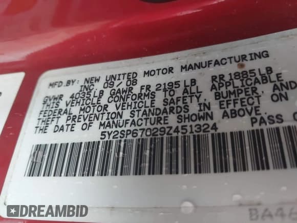 ✅ 2009 Pontiac Vibe 1SB • VIN: 5Y2SP67029Z451324 • Lot: 43769578. Wystawiony na IAAI z przebiegiem 227 771 mil. Bezpłatny archiwum sprzedaży aukcyjnych z USA i szczegółowy raport historii pojazdu na DreamBid. Zdjęcie 9.