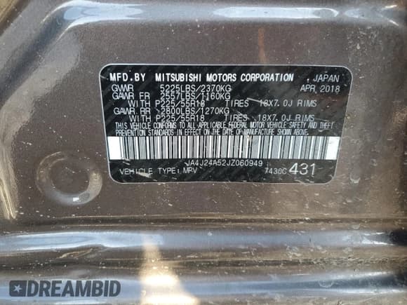 ✅ 2018 Mitsubishi Outlander SEL • VIN: JA4J24A52JZ060949 • Лот: 47587595. Опубликован ранее на Copart с пробегом 94 958 миль. Бесплатный доступ к архиву аукционных продаж из США и подробный отчёт об истории автомобиля на DreamBid. Изображение 12.