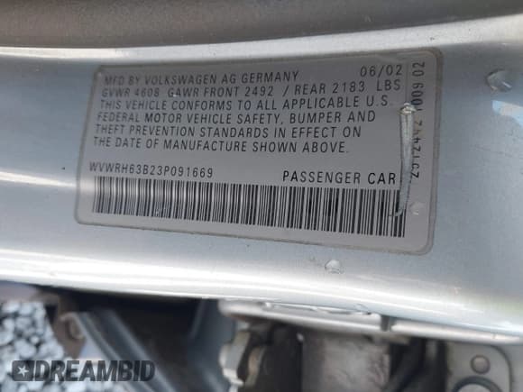 ✅ 2003 Volkswagen Passat GLX • VIN: WVWRH63B23P091669 • Лот: 42338986. Опубликован ранее на IAAI с пробегом 79 984 миль. Бесплатный доступ к архиву аукционных продаж из США и подробный отчёт об истории автомобиля на DreamBid. Изображение 9.