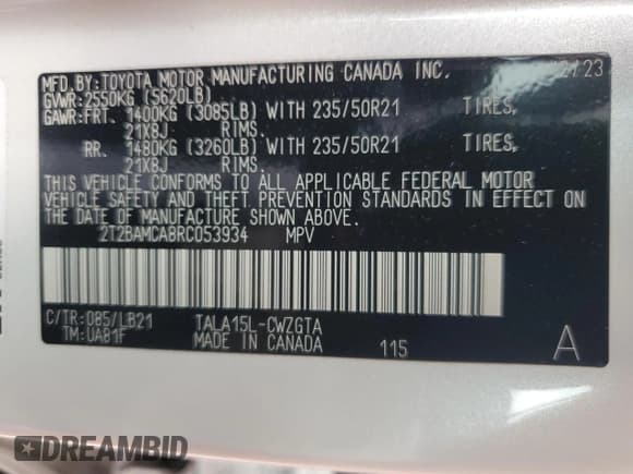 ✅ 2024 Lexus RX 350 Premium • VIN: 2T2BAMCA8RC053934 • Lot: 91983045. Wystawiony na Copart z przebiegiem 23 411 mil. Bezpłatny archiwum sprzedaży aukcyjnych z USA i szczegółowy raport historii pojazdu na DreamBid. Zdjęcie 13.