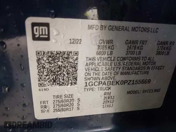 ✅ 2023 Chevrolet Silverado 1500 Custom • VIN: 1GCPABEK0PZ155669 • Lot: 42191863. Wystawiony na IAAI z przebiegiem 53 363 mil. Bezpłatny archiwum sprzedaży aukcyjnych z USA i szczegółowy raport historii pojazdu na DreamBid. Zdjęcie 9.