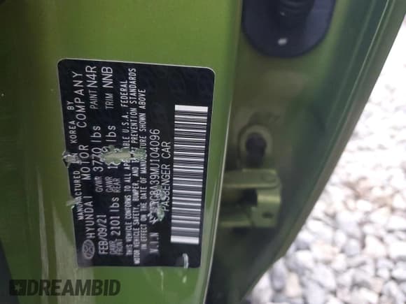 ✅ 2021 Hyundai Venue SEL • VIN: KMHRC8A39MU104096 • Lot: 86279454. Listed on Copart with 62,131 mi. Free auction sales archive from the USA and detailed vehicle history report at DreamBid. Image 13.