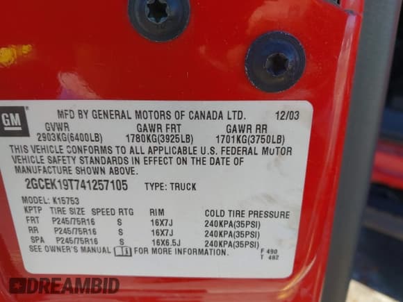 ✅ 2004 Chevrolet Silverado 1500 • VIN: 2GCEK19T741257105 • Lot: 43572472. Listed on IAAI with 193,868 mi. Free auction sales archive from the USA and detailed vehicle history report at DreamBid. Image 9.