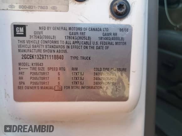 2007 Chevrolet Silverado 1500 LT1 z VIN 2GCEK13Z971118840, wystawiony jako Copart lot #55166295 z przebiegiem 83 818 mil mil oraz Czysty tytuł • Clean title. Historia ofert i sprzedaży dostępna na DreamBid. Obrazek 12.
