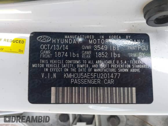 ✅ 2015 Hyundai Accent Sport • VIN: KMHCU5AE5FU201477 • Lot: 41529347. Listed on IAAI with 189,774 mi miles. Access the free auction sales archive from the USA and view a detailed vehicle history report at DreamBid. Image 9.