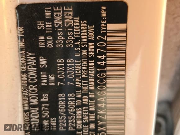 ✅ 2012 Hyundai Santa Fe Limited • VIN: 5XYZK4AG0CG144702 • Lot: 75204044. Listed on Copart with 173,296 mi. Free auction sales archive from the USA and detailed vehicle history report at DreamBid. Image 13.