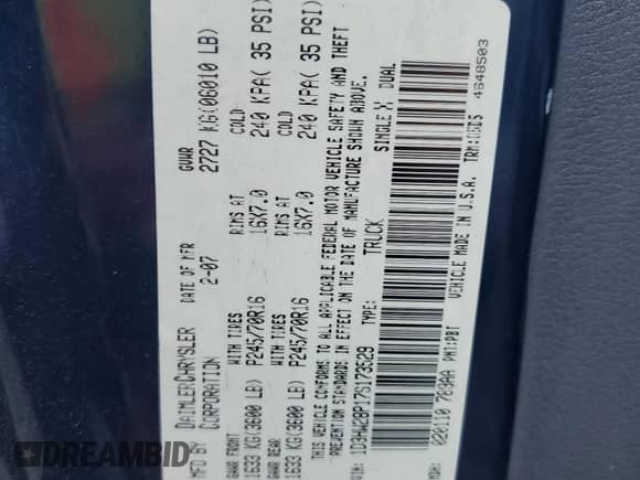 2007 Dodge Dakota ST with VIN 1D3HW28P17S173529, listed as a Copart auction lot 51895125 with 257,626 mi miles and Salvage title. Bid and sale history available at DreamBid. Image 12.