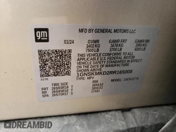 ✅ 2024 Chevrolet Tahoe LS • VIN: 1GNSKMKD2RR165008 • Лот: 69195334. Опубликован ранее на Copart с пробегом 19 222 миль. Бесплатный доступ к архиву аукционных продаж из США и подробный отчёт об истории автомобиля на DreamBid. Изображение 13.