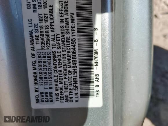 ✅ 2011 Honda Odyssey Touring • VIN: 5FNRL5H94BB064495 • Лот: 91796595. Опубликован ранее на Copart с пробегом 231 653 миль. Бесплатный доступ к архиву аукционных продаж из США и подробный отчёт об истории автомобиля на DreamBid. Изображение 13.