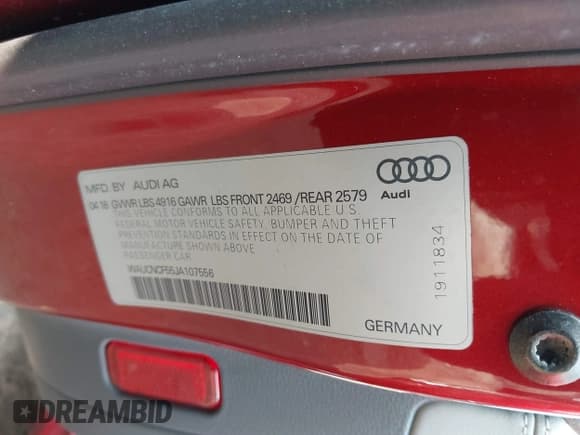 ✅ 2018 Audi A5 Sportback Prestige • VIN: WAUCNCF55JA107556 • Лот: 42390733. Опубликован ранее на IAAI с пробегом 90 402 миль. Бесплатный доступ к архиву аукционных продаж из США и подробный отчёт об истории автомобиля на DreamBid. Изображение 9.