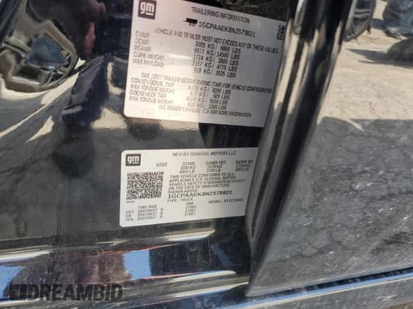 ✅ 2022 Chevrolet Silverado 1500 Work Truck • VIN: 1GCPAAEK8NZ579821 • Lot: 69029444. Wystawiony na Copart z przebiegiem 39 535 mil. Bezpłatny archiwum sprzedaży aukcyjnych z USA i szczegółowy raport historii pojazdu na DreamBid. Zdjęcie 12.