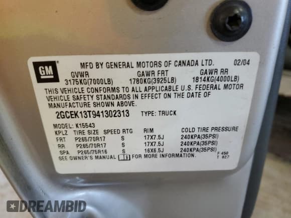 ✅ 2004 Chevrolet Silverado 1500 LS • VIN: 2GCEK13T941302313 • Lot: 43165525. Wystawiony na Copart z przebiegiem 185 885 mil. Bezpłatny archiwum sprzedaży aukcyjnych z USA i szczegółowy raport historii pojazdu na DreamBid. Zdjęcie 12.