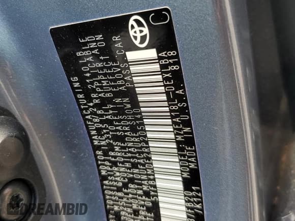 ✅ 2024 Toyota Corolla LE • VIN: 5YFB4MDE2RP205140 • Lot: 56871145. Listed on Copart with 2,515 mi. Free auction sales archive from the USA and detailed vehicle history report at DreamBid. Image 13.