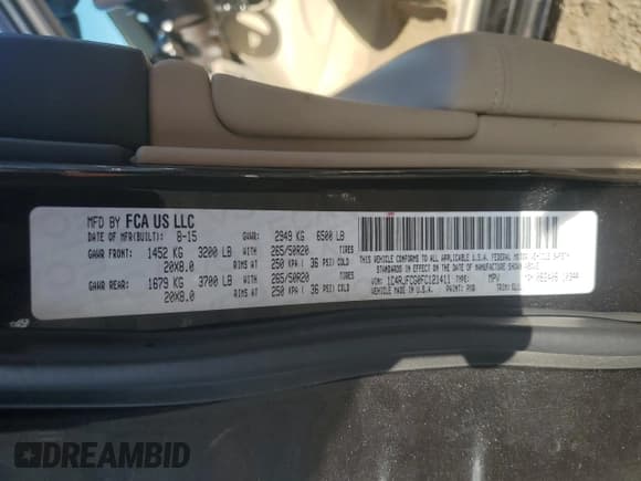 ✅ 2015 Jeep Grand Cherokee Overland • VIN: 1C4RJFCG0FC121411 • Lot: 89823465. Listed on Copart with 128,179 mi. Free auction sales archive from the USA and detailed vehicle history report at DreamBid. Image 13.