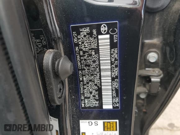 ✅ 2021 Toyota Corolla LE • VIN: JTDEPMAEXMJ186925 • Lot: 87044165. Listed on Copart with 21,159 mi. Free auction sales archive from the USA and detailed vehicle history report at DreamBid. Image 12.