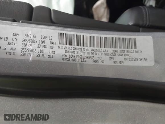 ✅ 2018 Jeep Grand Cherokee Laredo E • VIN: 1C4RJFAG8JC260066 • Lot: 41298017. Listed on IAAI with Not provided. Free auction sales archive from the USA and detailed vehicle history report at DreamBid. Image 9.