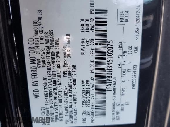 ✅ 2022 Ford Mustang EcoBoost Premium • VIN: 1FATP8UH3N5102075 • Lot: 85148145. Listed on Copart with 64,156 mi. Free auction sales archive from the USA and detailed vehicle history report at DreamBid. Image 12.