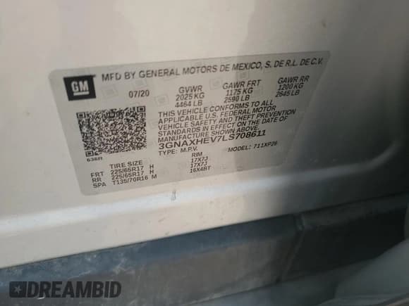 ✅ 2020 Chevrolet Equinox LS • VIN: 3GNAXHEV7LS708611 • Лот: 67515005. Опубликован ранее на Copart с пробегом 48 254 миль. Бесплатный доступ к архиву аукционных продаж из США и подробный отчёт об истории автомобиля на DreamBid. Изображение 13.