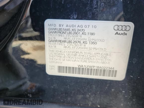 ✅ 2011 Audi Q5 Premium Plus • VIN: WA1LFAFP1BA022344 • Lot: 69151465. Listed on Copart with 146,429 mi. Free auction sales archive from the USA and detailed vehicle history report at DreamBid. Image 13.