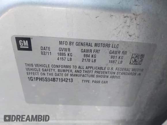 ✅ 2011 Chevrolet Cruze LTZ • VIN: 1G1PH5S94B7194213 • Лот: 43387084. Опубликован ранее на IAAI с пробегом 142 321 миль. Бесплатный доступ к архиву аукционных продаж из США и подробный отчёт об истории автомобиля на DreamBid. Изображение 9.