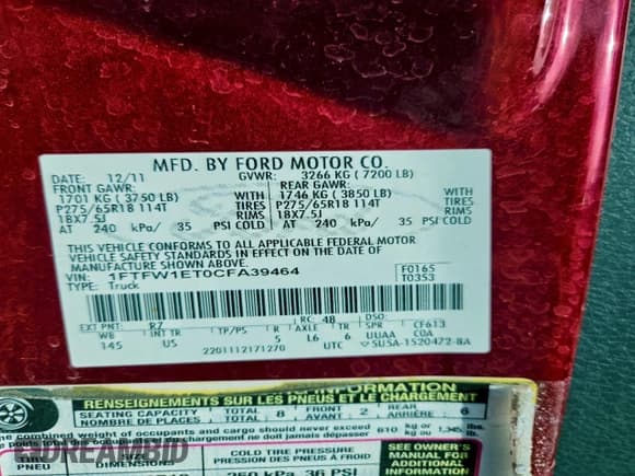 ✅ 2012 Ford F-150 Lariat • VIN: 1FTFW1ET0CFA39464 • Lot: 92874935. Listed on Copart with 172,132 mi. Free auction sales archive from the USA and detailed vehicle history report at DreamBid. Image 13.