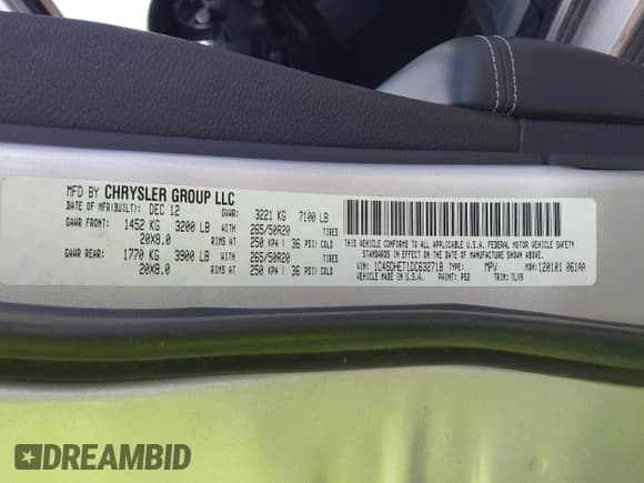 ✅ 2013 Dodge Durango Citadel • VIN: 1C4SDHET1DC632718 • Lot: 42790810. Listed on IAAI with 205,863 mi. Free auction sales archive from the USA and detailed vehicle history report at DreamBid. Image 9.