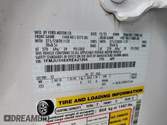 ✅ 2024 Ford Expedition XLT • VIN: 1FMJU1H8XREA21264 • Лот: 52568695. Опубликован ранее на Copart с пробегом Не указан. Бесплатный доступ к архиву аукционных продаж из США и подробный отчёт об истории автомобиля на DreamBid. Изображение 12.