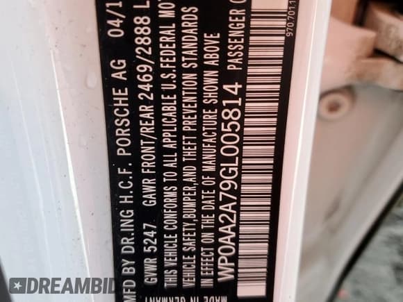 ✅ 2016 Porsche Panamera 4 • VIN: WP0AA2A79GL005814 • Lot: 37342643. Listed on Copart with 86,848 mi. Free auction sales archive from the USA and detailed vehicle history report at DreamBid. Image 12.