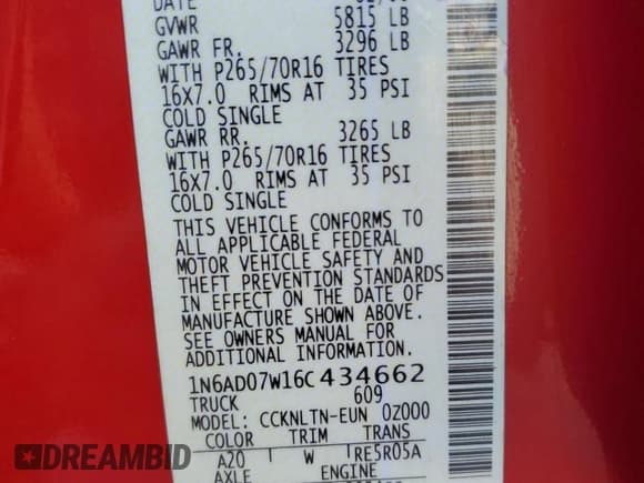 ✅ 2006 Nissan Frontier SE • VIN: 1N6AD07W16C434662 • Lot: 82064295. Listed on Copart with 125,802 mi. Free auction sales archive from the USA and detailed vehicle history report at DreamBid. Image 12.