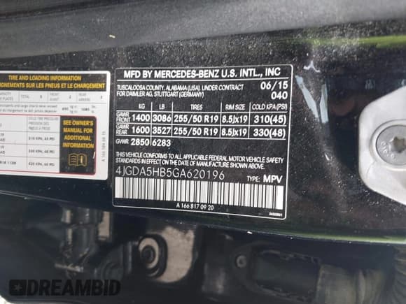 ✅ 2016 Mercedes-Benz GLE 350 • VIN: 4JGDA5HB5GA620196 • Lot: 42979190. Listed on IAAI with Not provided. Free auction sales archive from the USA and detailed vehicle history report at DreamBid. Image 9.