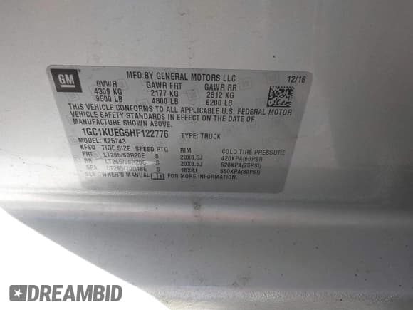 ✅ 2017 Chevrolet Silverado 2500HD Work Truck • VIN: 1GC1KUEG5HF122776 • Лот: 41386927. Опубликован ранее на IAAI с пробегом 55 682 миль. Бесплатный доступ к архиву аукционных продаж из США и подробный отчёт об истории автомобиля на DreamBid. Изображение 9.