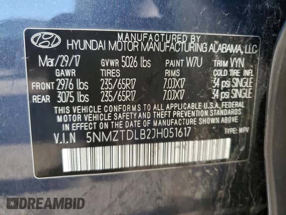 ✅ 2018 Hyundai Santa Fe 2.4L • VIN: 5NMZTDLB2JH051617 • Lot: 43172403. Wystawiony na Copart z przebiegiem 79 092 mil mil. Skorzystaj z bezpłatnego archiwum sprzedaży aukcyjnych z USA i zobacz szczegółowy raport historii pojazdu na DreamBid. Zdjęcie 13.