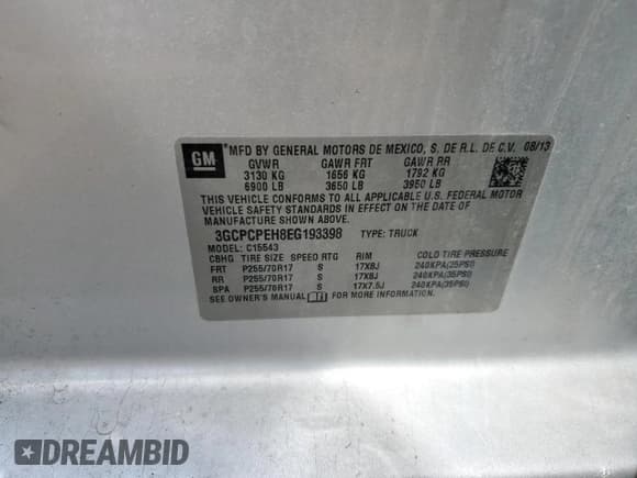 ✅ 2014 Chevrolet Silverado 1500 Work Truck • VIN: 3GCPCPEH8EG193398 • Лот: 71105084. Опубликован ранее на Copart с пробегом 139 883 миль. Бесплатный доступ к архиву аукционных продаж из США и подробный отчёт об истории автомобиля на DreamBid. Изображение 12.