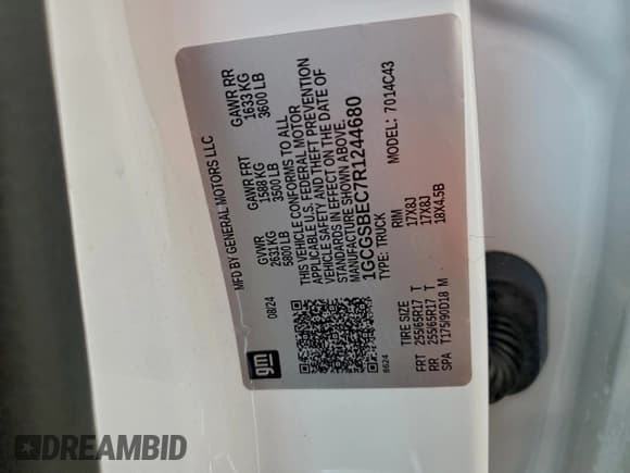 ✅ 2024 Chevrolet Colorado 2WD Work Truck • VIN: 1GCGSBEC7R1244680 • Лот: 93940255. Опубликован ранее на Copart с пробегом 13 144 миль. Бесплатный доступ к архиву аукционных продаж из США и подробный отчёт об истории автомобиля на DreamBid. Изображение 13.