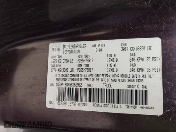 2005 Dodge 1500 SLT с VIN 1D7HA18DX5S152902, выставлен на аукционе IAAI как лот 43381350 с пробегом 211 009 миль миль и . История ставок и продаж доступна на DreamBid. Изображение 9.