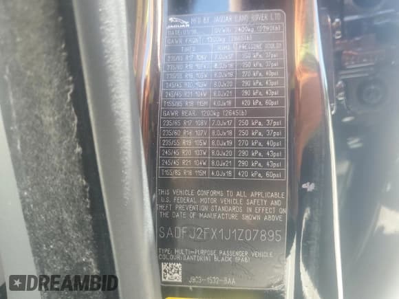 ✅ 2018 Jaguar E-Pace S • VIN: SADFJ2FX1J1Z07895 • Лот: 61092295. Опубликован ранее на Copart с пробегом 131 909 миль. Бесплатный доступ к архиву аукционных продаж из США и подробный отчёт об истории автомобиля на DreamBid. Изображение 13.