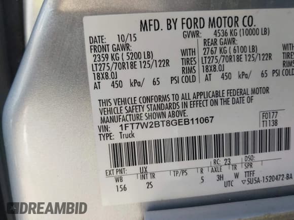 ✅ 2016 Ford F-250 Lariat • VIN: 1FT7W2BT8GEB11067 • Lot: 42583996. Wystawiony na IAAI z przebiegiem 141 478 mil. Bezpłatny archiwum sprzedaży aukcyjnych z USA i szczegółowy raport historii pojazdu na DreamBid. Zdjęcie 9.