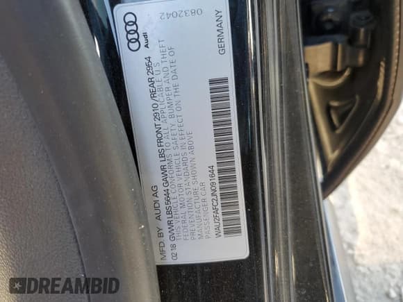 ✅ 2018 Audi S7 Prestige • VIN: WAU2FAFC2JN091644 • Lot: 49676515. Listed on Copart with 94,794 mi. Free auction sales archive from the USA and detailed vehicle history report at DreamBid. Image 12.